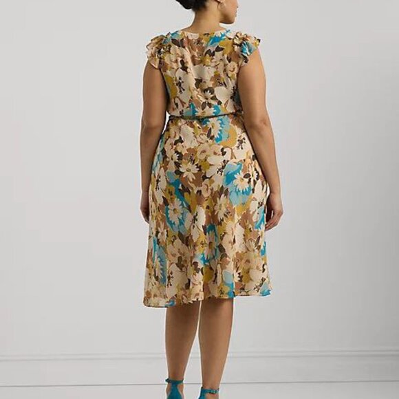 Lauren Ralph Lauren Plus Size Floral Empire-Waist A-Line Dress Size 18W - Picture 3 of 3